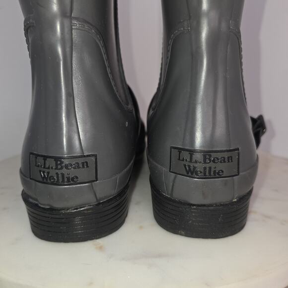 LL Bean Wellie Boots Womens Size 10 Rubber Waterproof Rain Shoes Buckle Strap - Picture 7 of 11